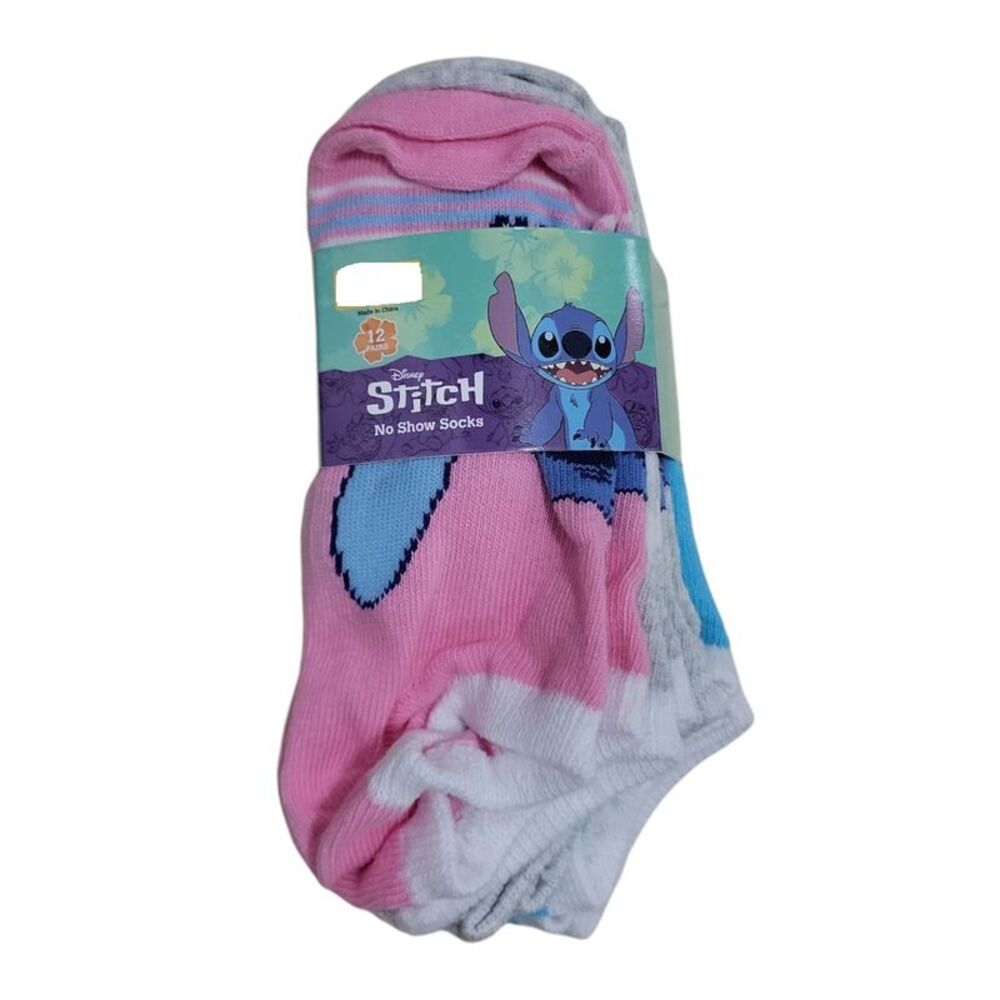 Character Girls 12-Pack Soft & Breathable No-Show Sock - Stitch